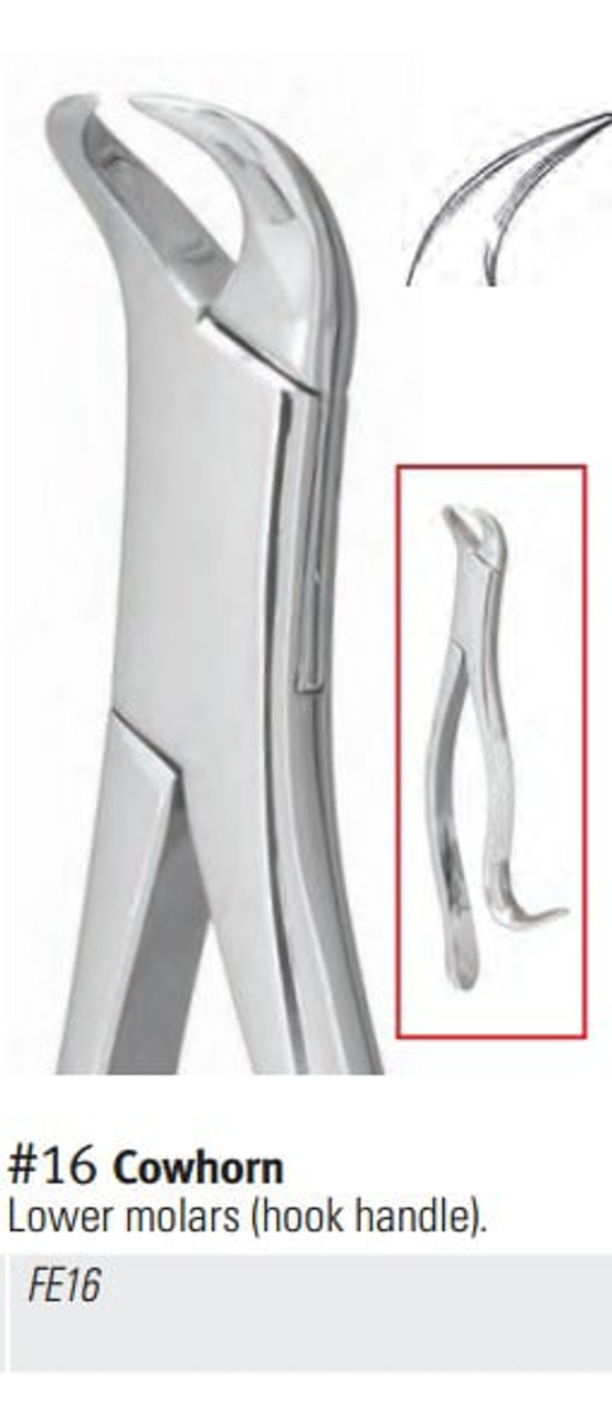 Nordent - Extraction Forceps, Lower Molar, Cowhorn #16 (Hook Handle)