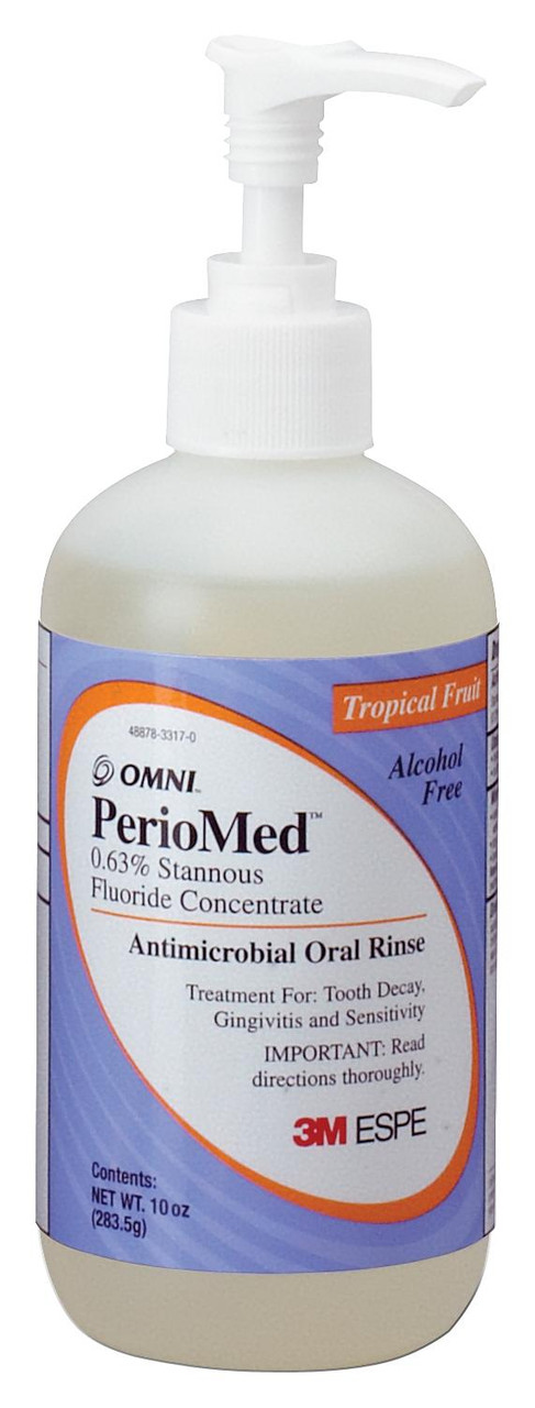 3M PerioMed 0.63% Stannous Fluoride Oral Rinse, 12105F, Tropical FruitFlavor, 1 10 oz bottle with pump