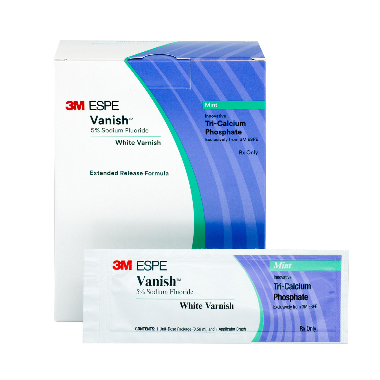 3M Vanish 5% Sodium Fluoride White Varnish, 12149M, Mint Flavor, 0.5mL/Dose, 50 Doses/Pack