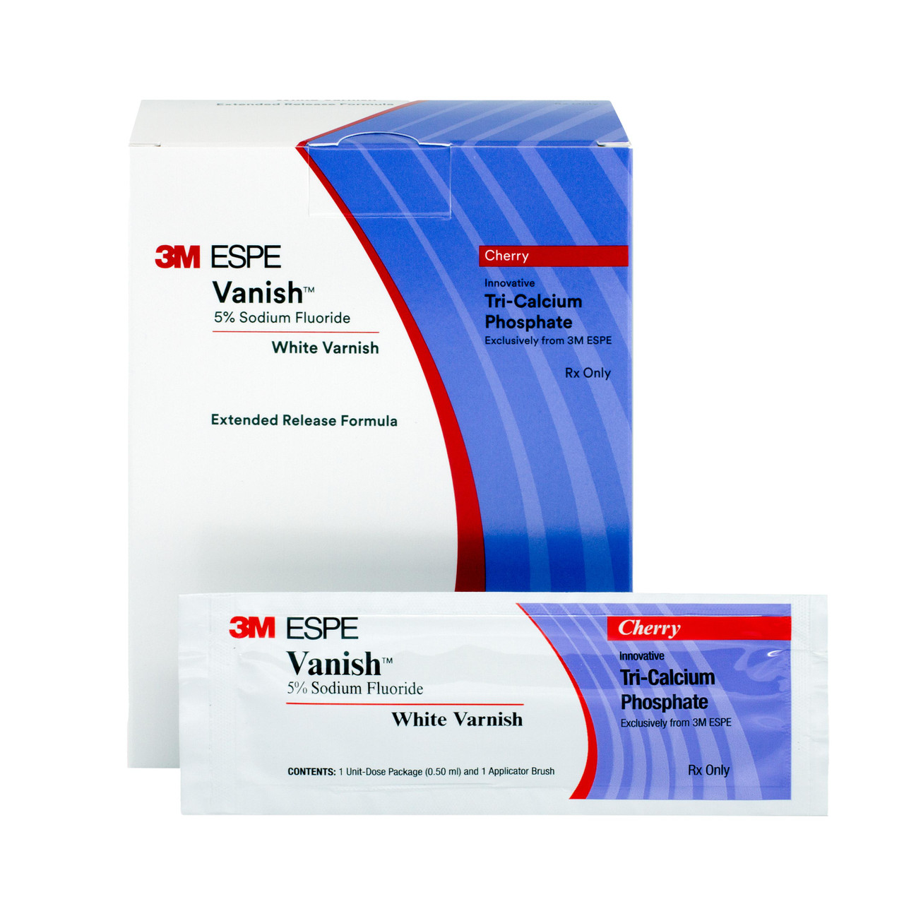 3M Vanish 5% Sodium Fluoride White Varnish, 12149C, Cherry Flavor, 0.5mL/Dose, 50 Doses/Pack