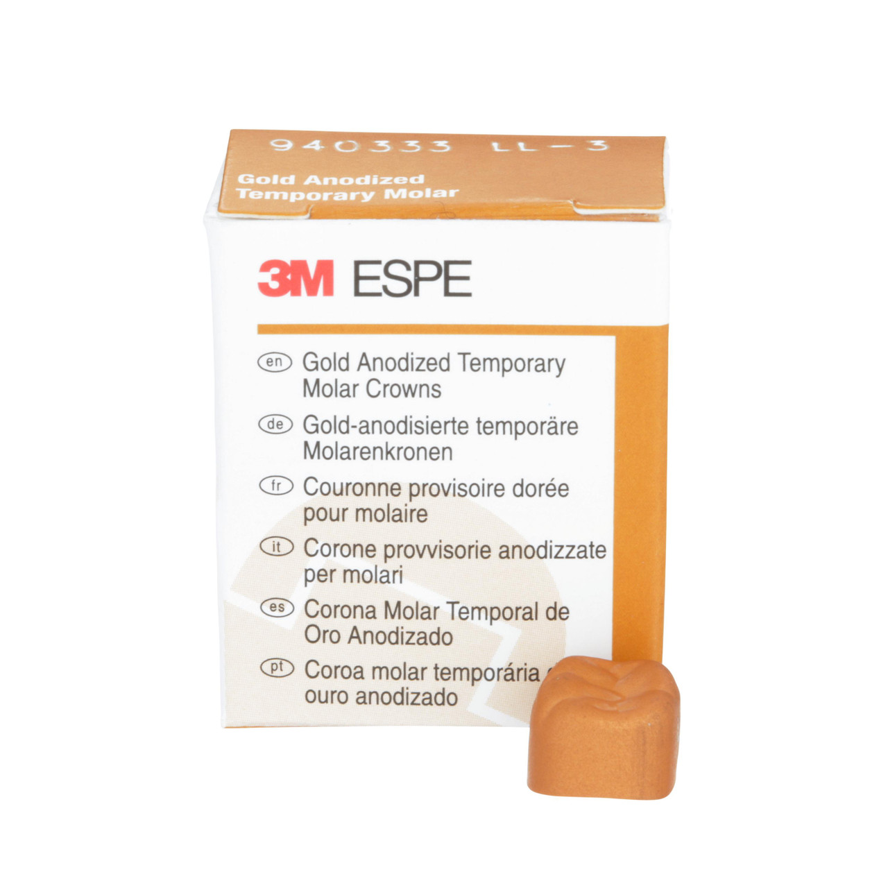 3M Gold Anodized Temporary Molar Crowns Lower Left First Molar Size 3 5Bx 3M Gold Anodized Temporary Molar Crowns Lower Left First Molar Size 3 5Bx