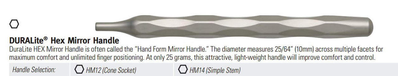 Nordent - DuraLite HEX Mirror Handle, Simple Stem Handel Type DuraLite HEX