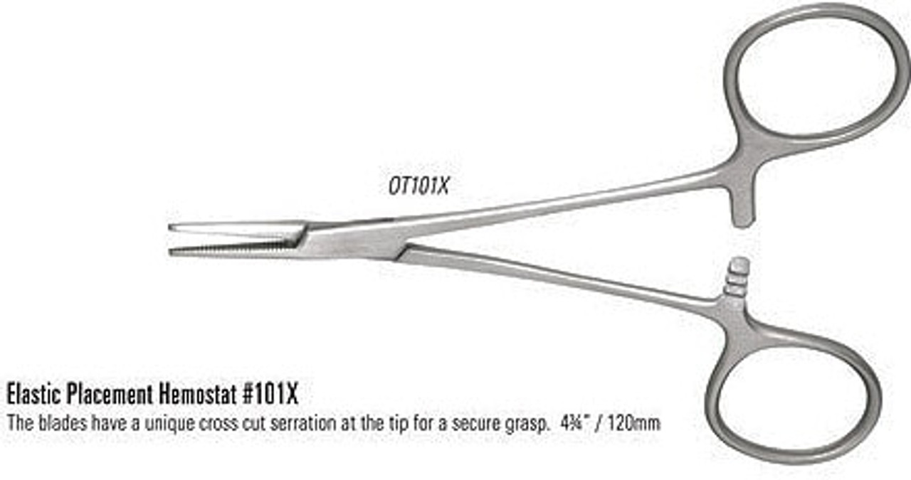 Nordent - Elastics Placement Hemostat, Cross Cut Jaws (4-3/4)"