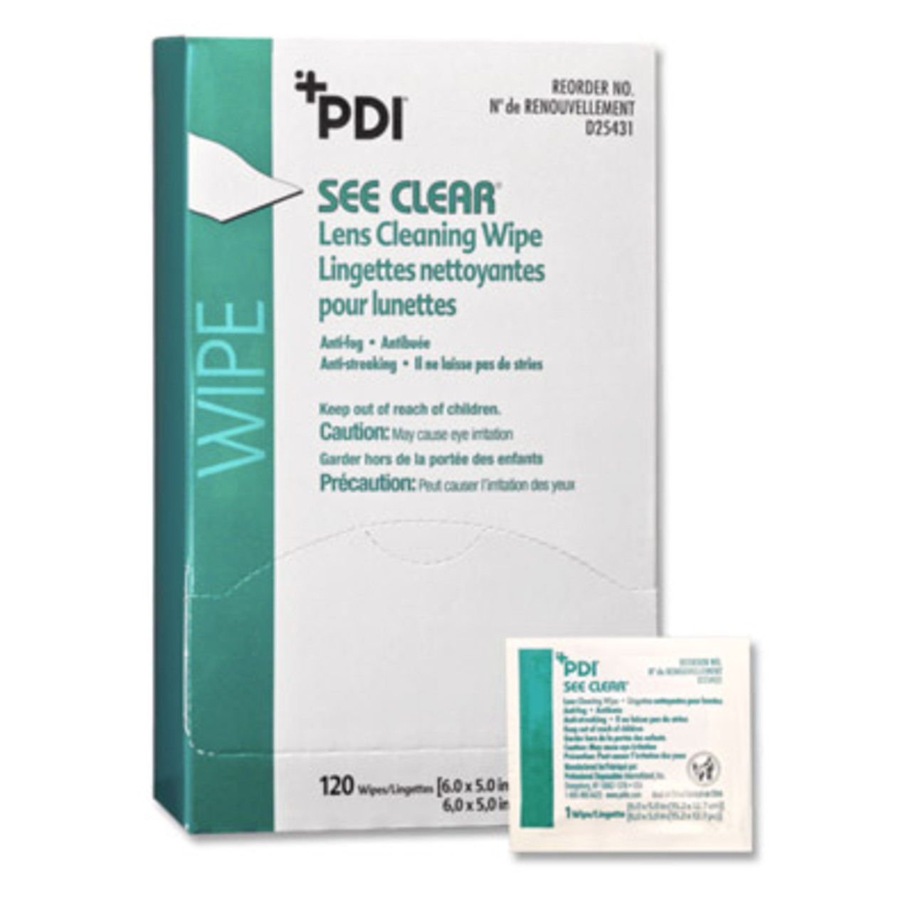 PDI SEE CLEAR EYE GLASS CLEANING WIPE, D25431