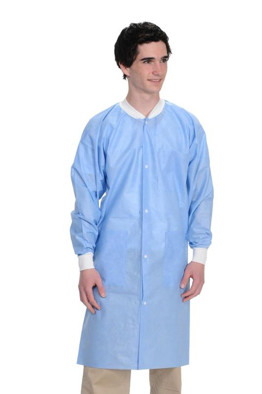 Extra-Safe Medical Blue LabCoat Small Latex-Free Fluid Resistant AAMI Level 3 Pack of 10, ValuMax, 3660MBS