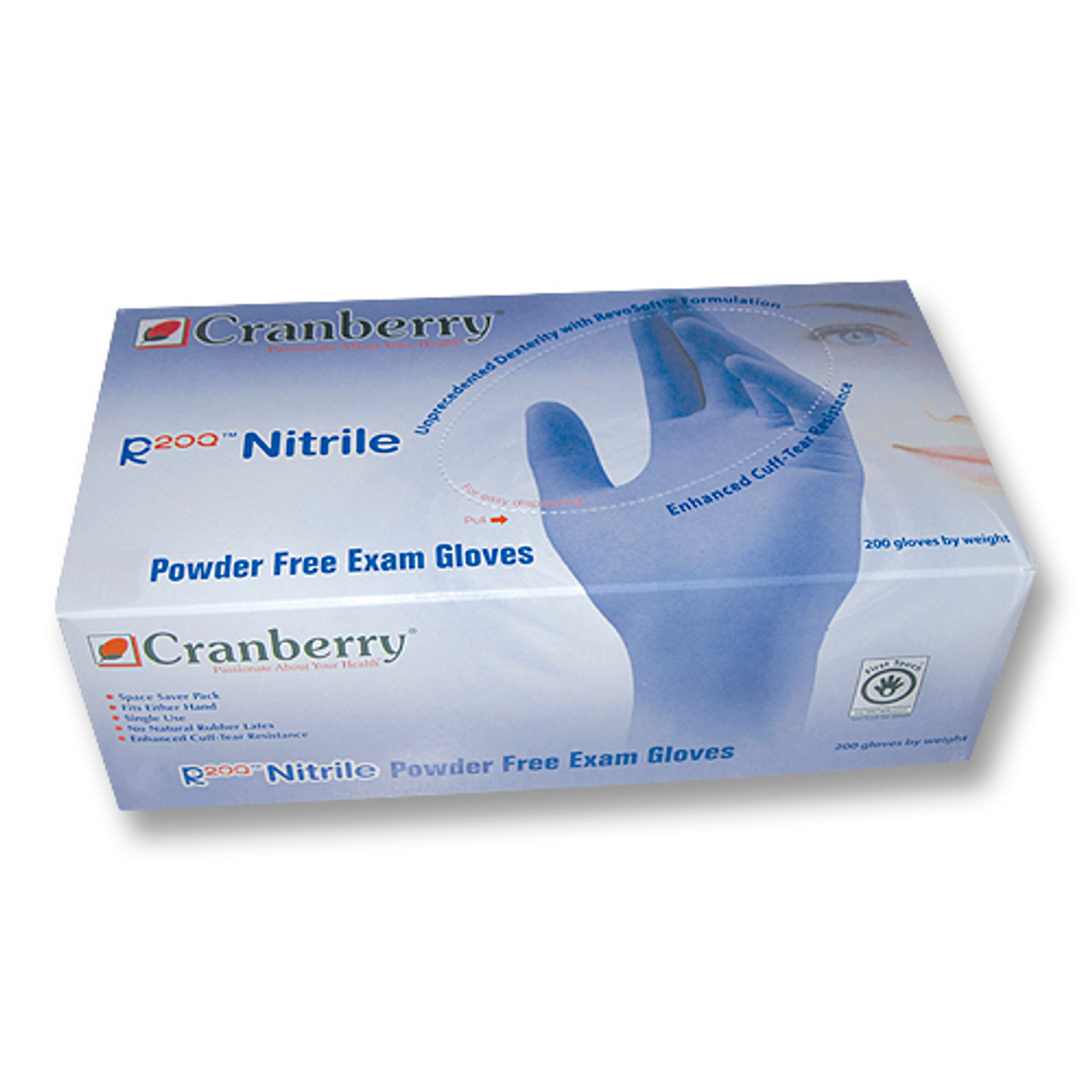 Cranberry R200 Nitrile, Pwd-Free Exam Glove, Blue - XS (200), Case of 10, Pro2 Solutions, 3205x10