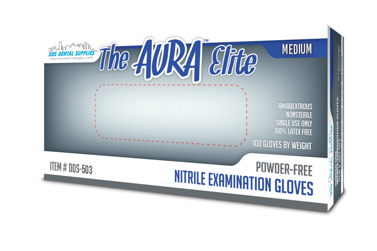 Aura Elite P.F. Nitrile Premium Flex Exam Gloves (M), 100/Bx