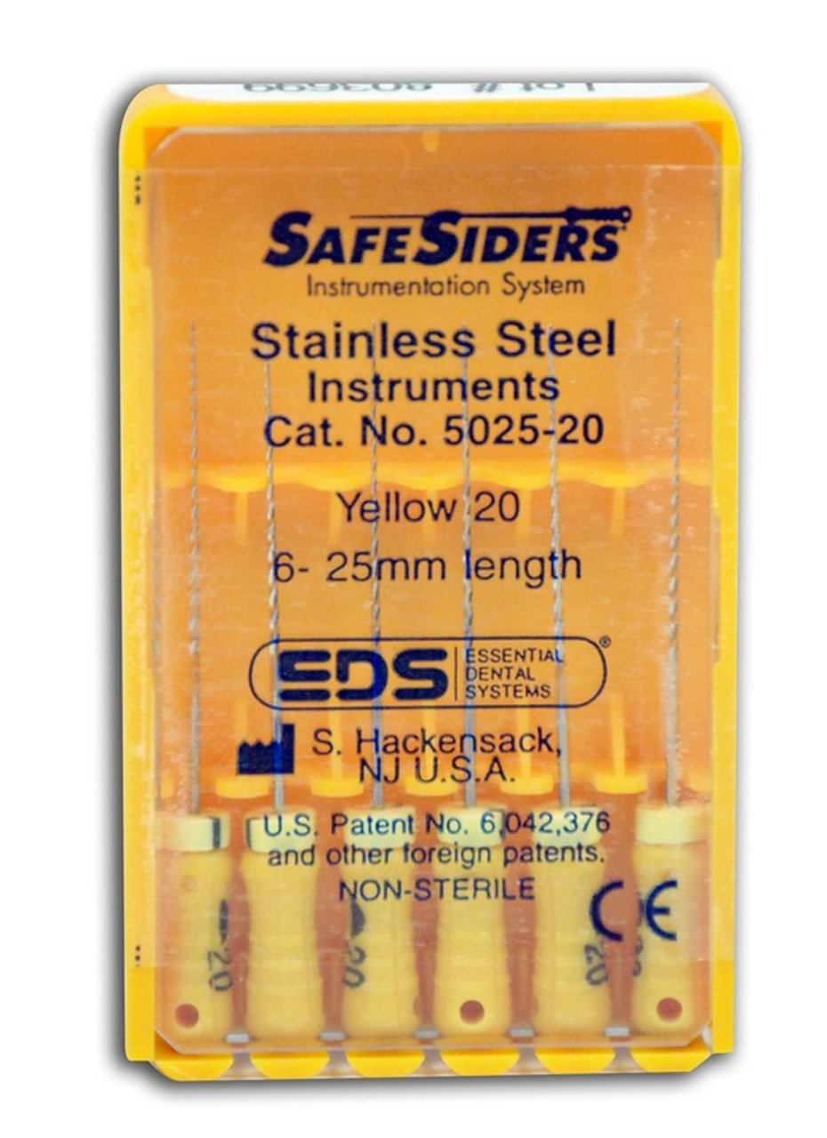 SafeSider Endodontic Reamers #20 25mm Yellow 6/Pack