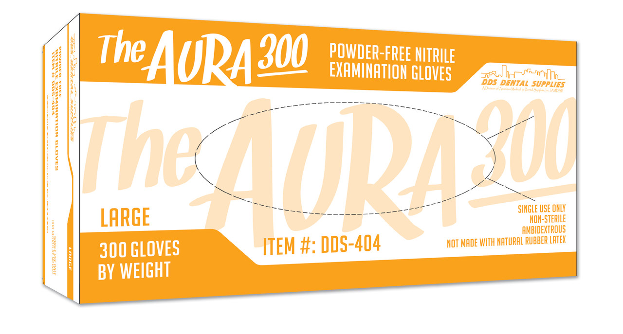 The AURA 300 Nitrile Exam Gloves, L, 300/Bx