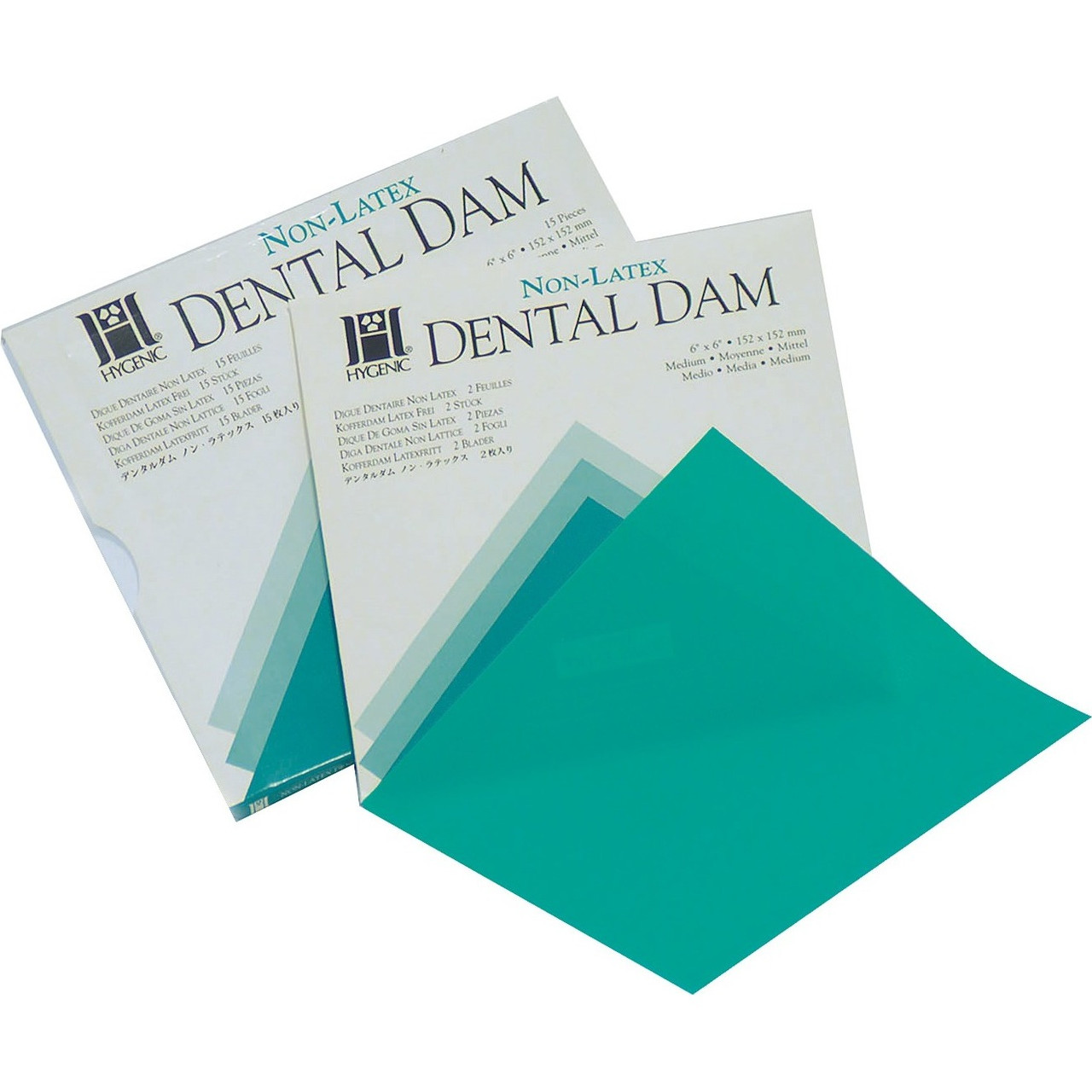 Hygenic Non-Latex Dental Dam 6'' x 6'', Medium, Green, 75/Box, H09106