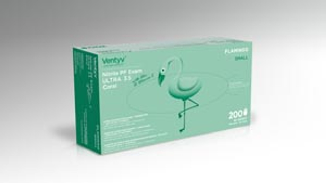 VENTYV NITRILE POWDER FREE EXAM GLOVE ULTRA 3.5 (FLAMINGO), 10333106