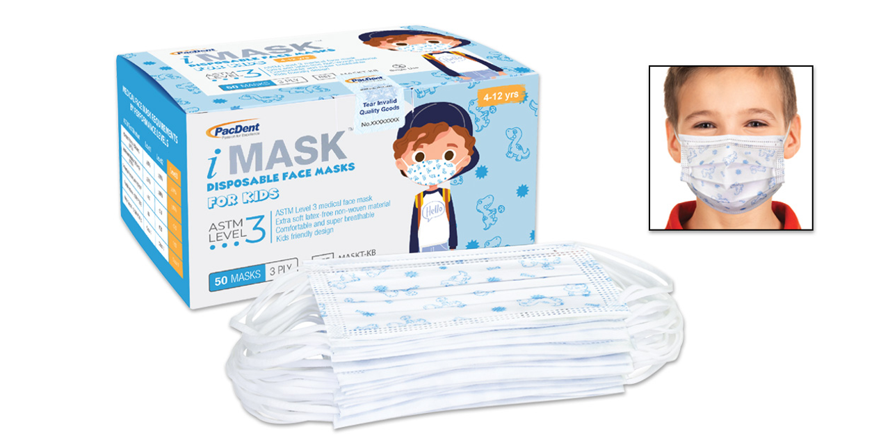 iMASK ASTM Level 3 Masks For Kids Blue 50/bx. - Pac-Dent