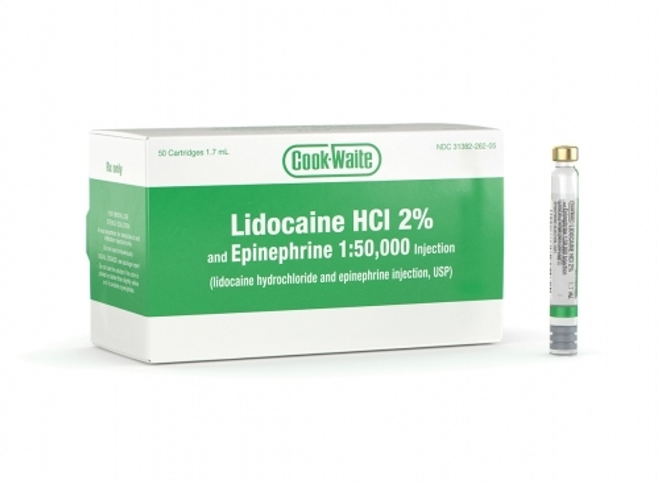 Lidocaine 1:50000 HCl 2% & Epinephrine (Green) 50/Bx (SEP-99169)