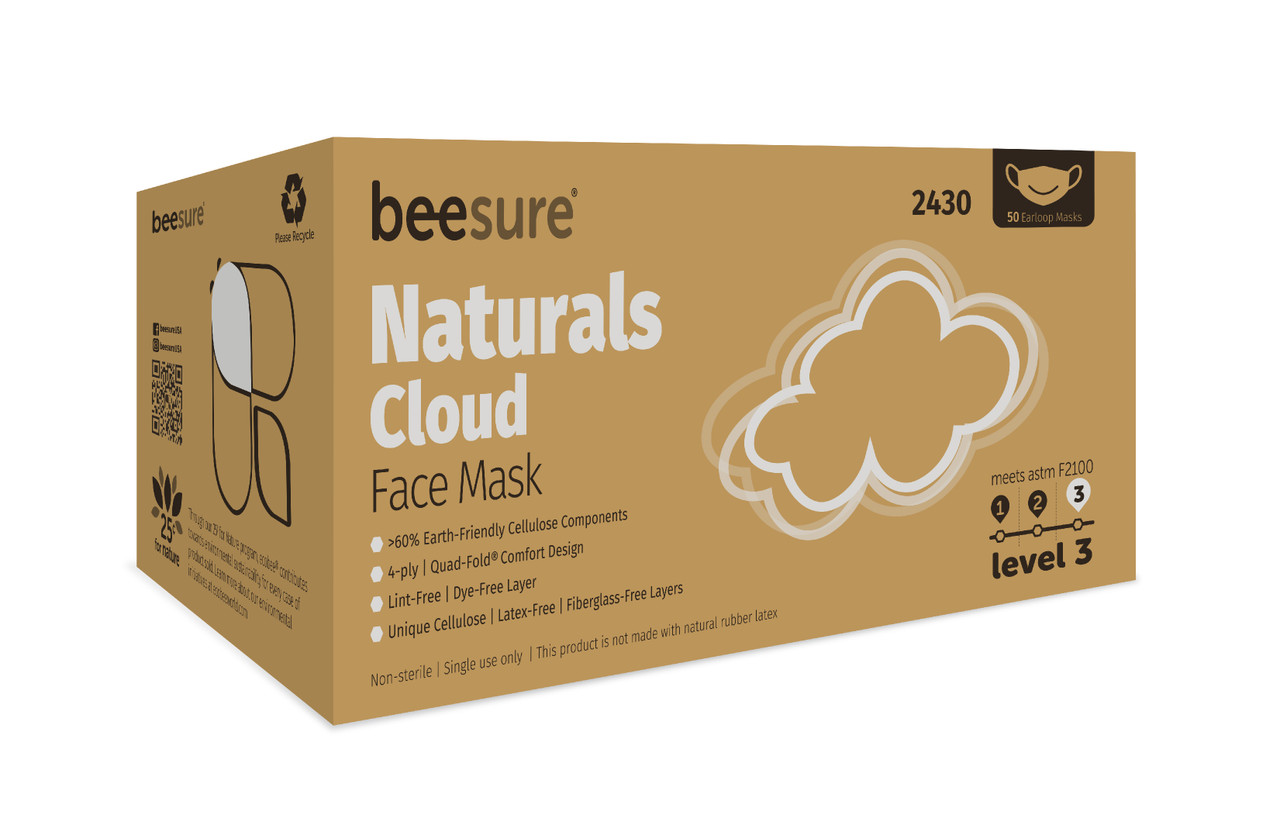 BeeSure Naturals Face Mask Cloud White L3 50Bx