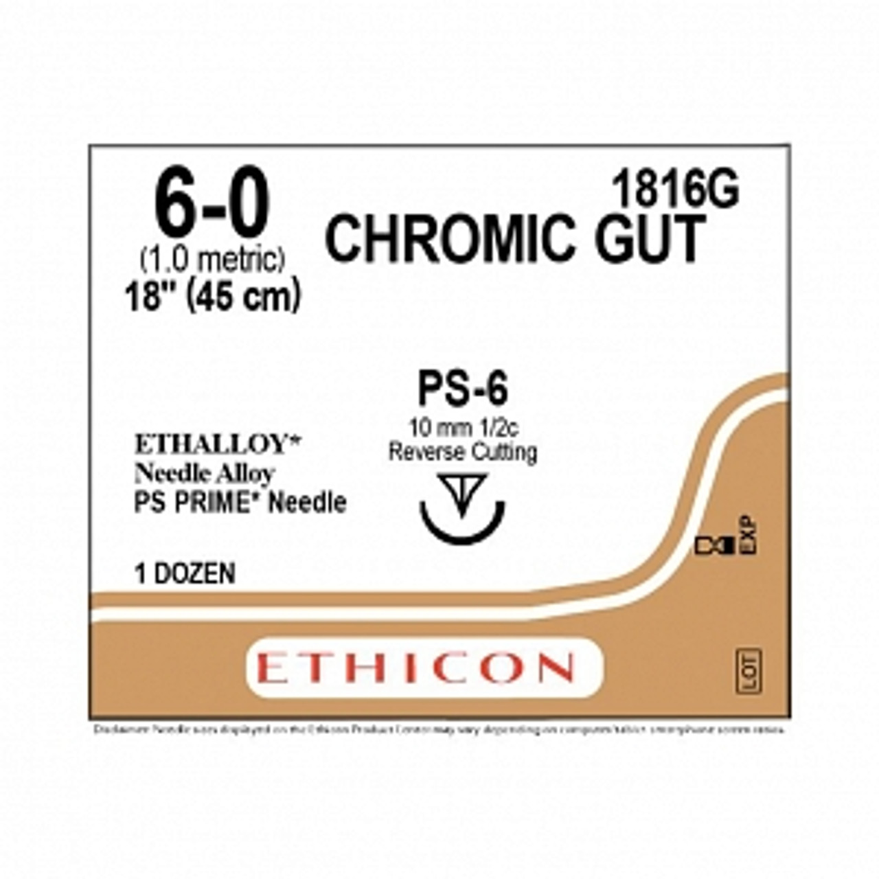 ETHICON SURGICAL GUT SUTURE - CHROMIC, 1816G