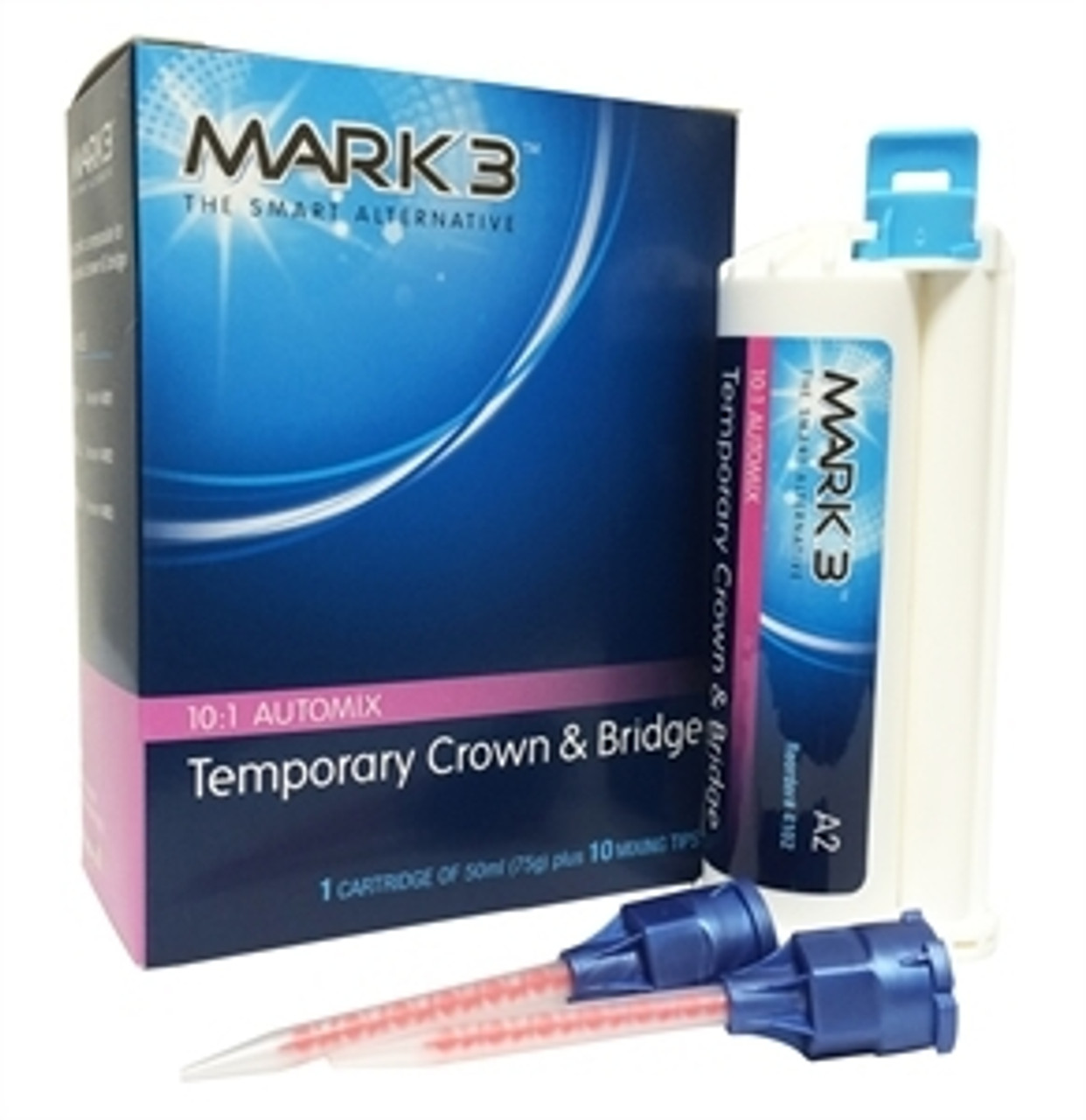 Temporary Crown & Bridge A2 10:1 50ml. Cartridge (75gm.) & 10 Tips - MARK3