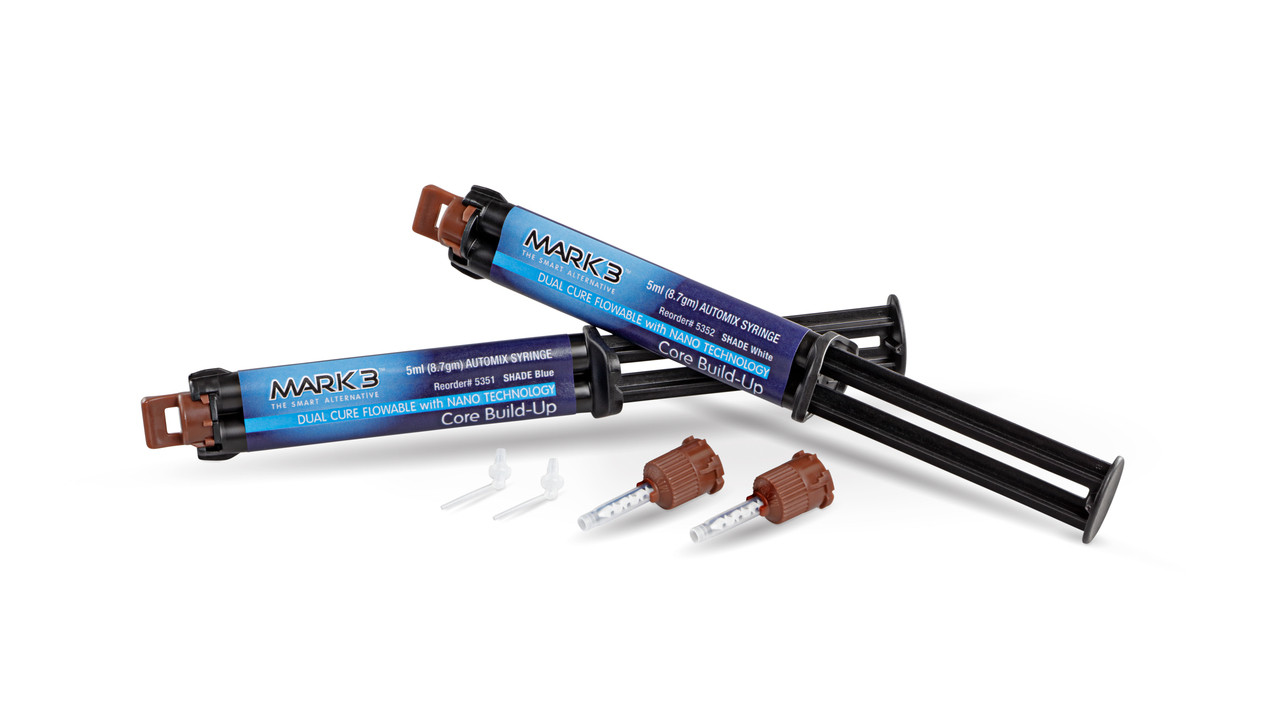 Core Build Up A3 Automix Syringe 5ml. 2/bx. + 10 Mixing Tips & Intra-Oral Tips - MARK3