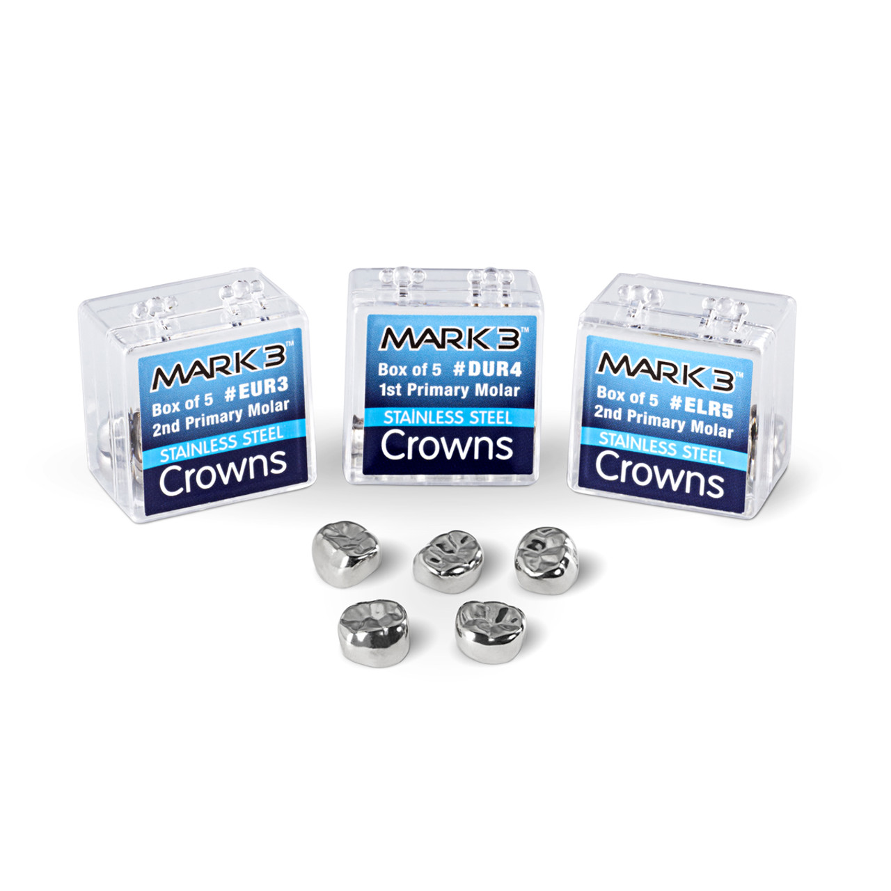 Stainless Steel Crowns 2nd Primary Molar E-LL-6 5/bx. - MARK3