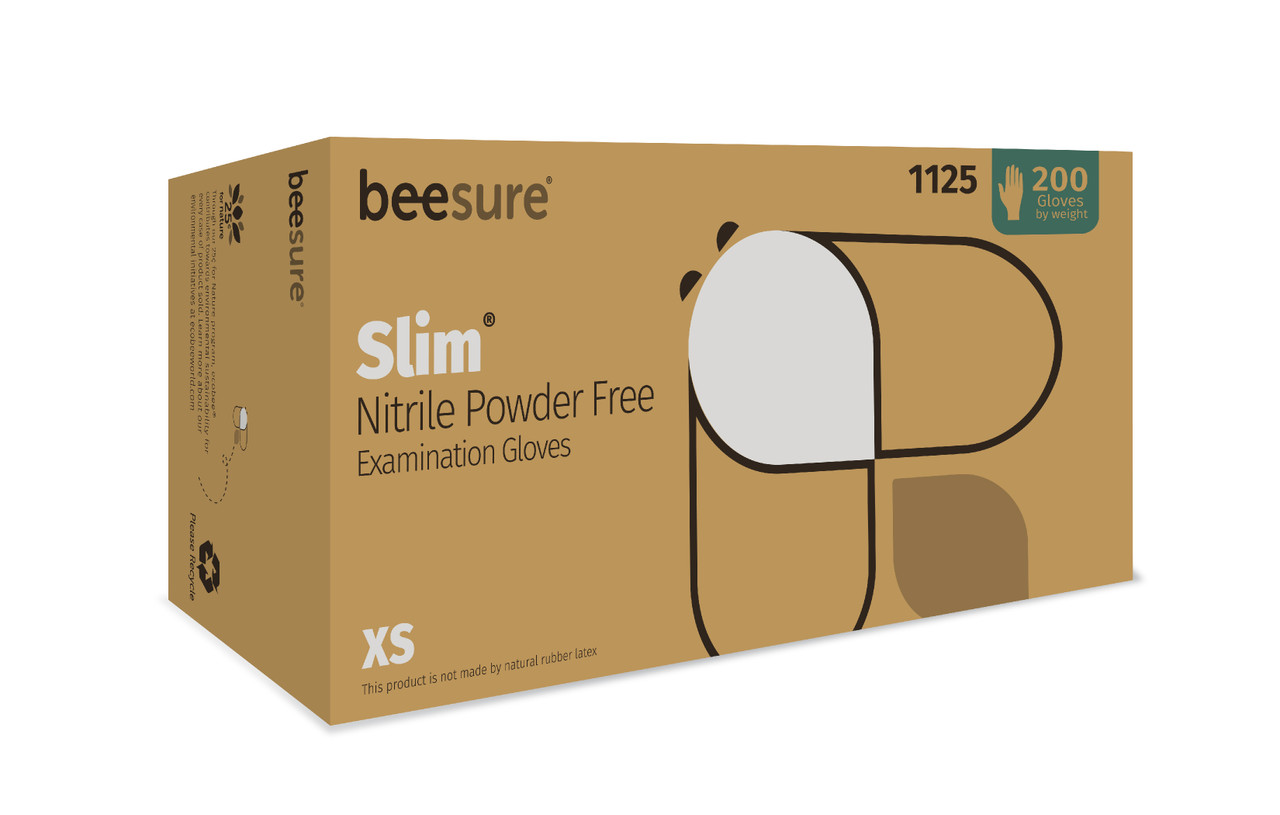 BeeSure Slim Soft White Nitrile Exam Glove (XS) 200Bx