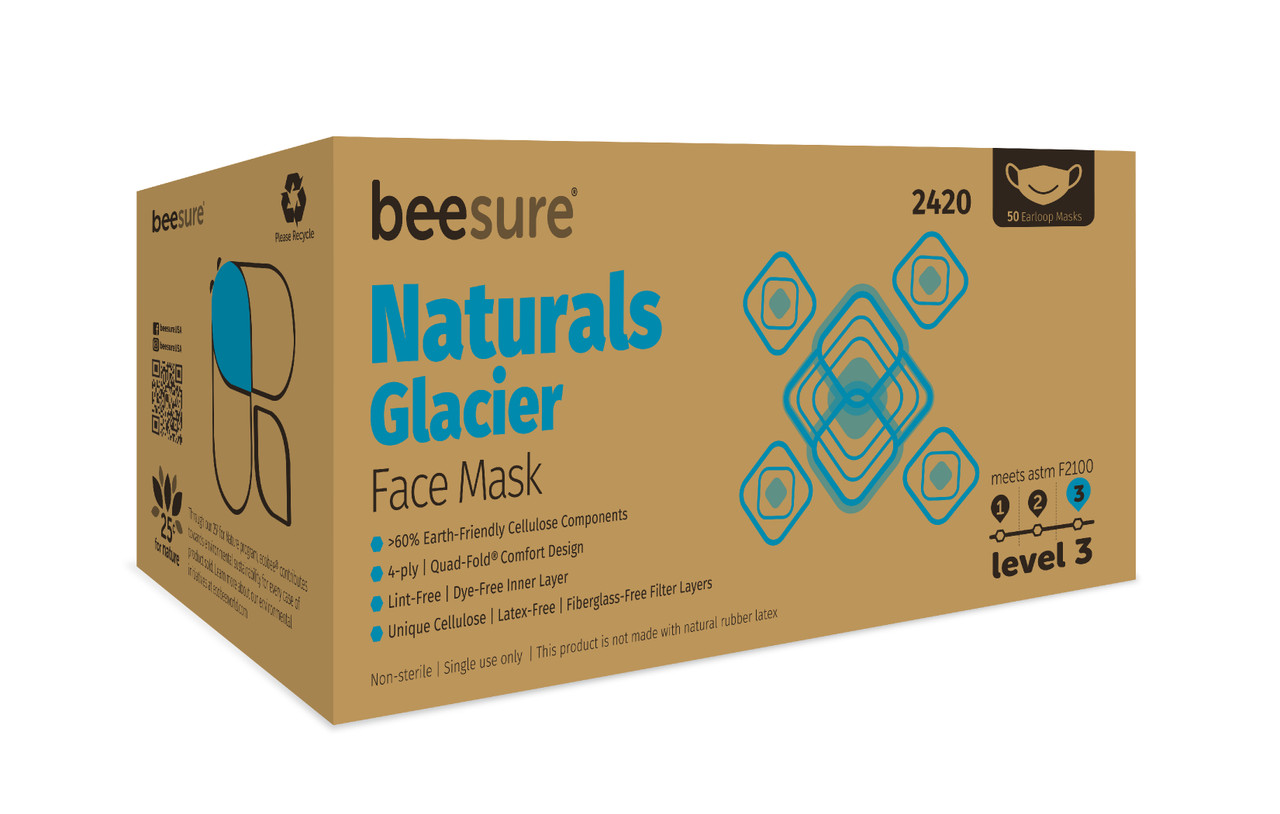 BeeSure Naturals Face Mask Glacier Blue L3 50Bx