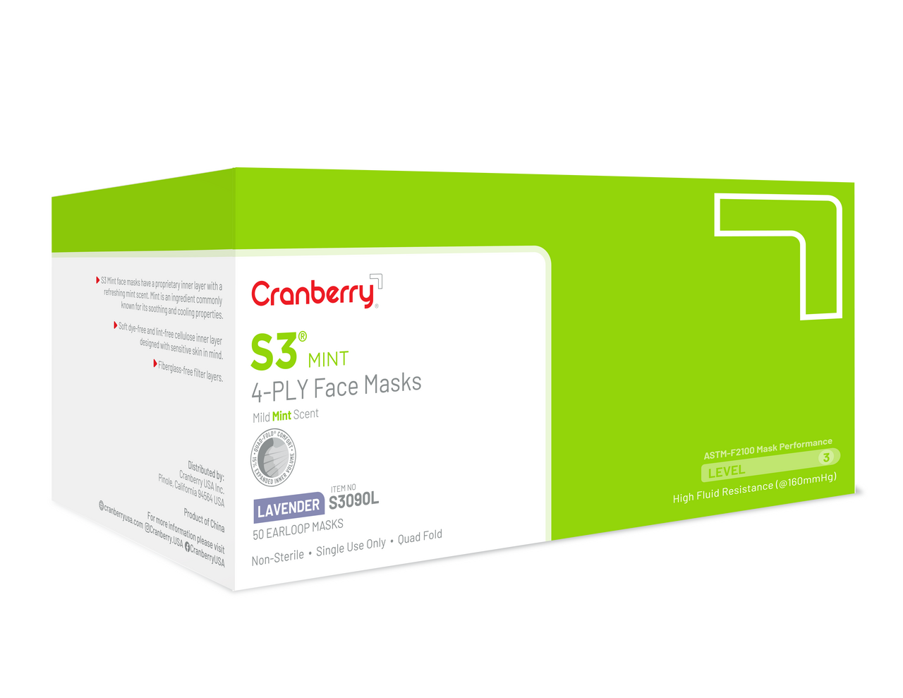 Cranberry S3 Mint Lavender Mask 50Bx