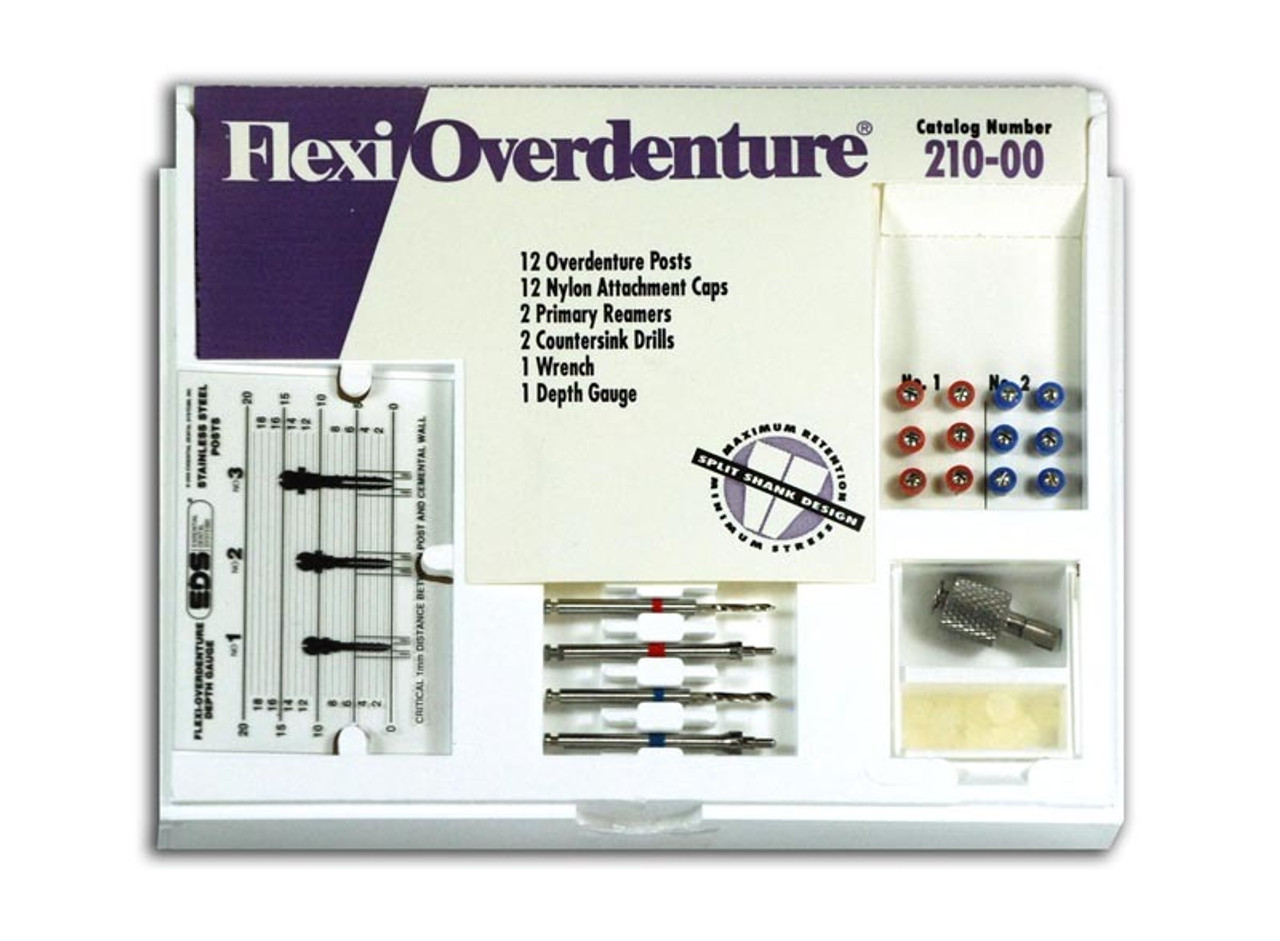 Flexi-Overdenture Stainless Steel Attachments-Red, Blue/Sizes 1, 2
