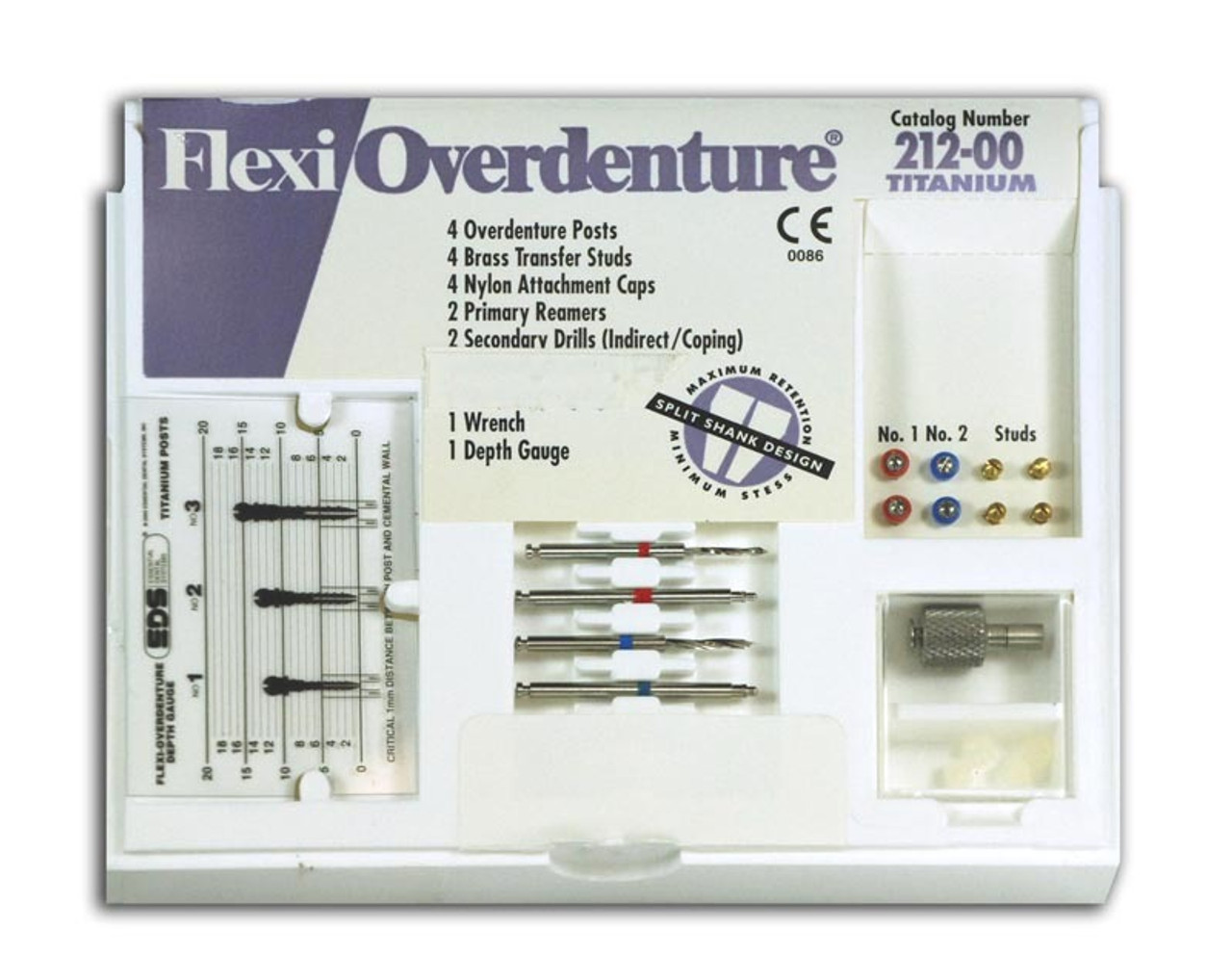 Flexi-Overdenture Titanium Attachments-Red, Blue/Sizes 1, 2