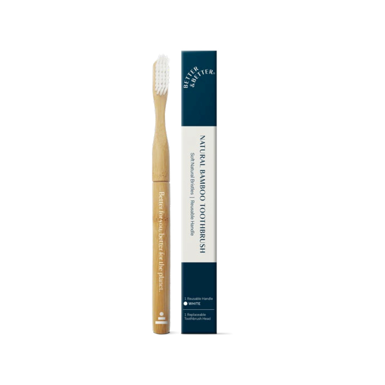 Natural Bamboo Toothbrush, White, BAB1WTBWSH0621