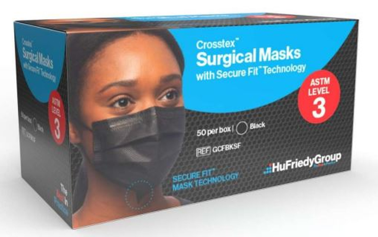 Crosstex Surgical Mask w/Secure Fit Level-3 50/Pk Black - DDS