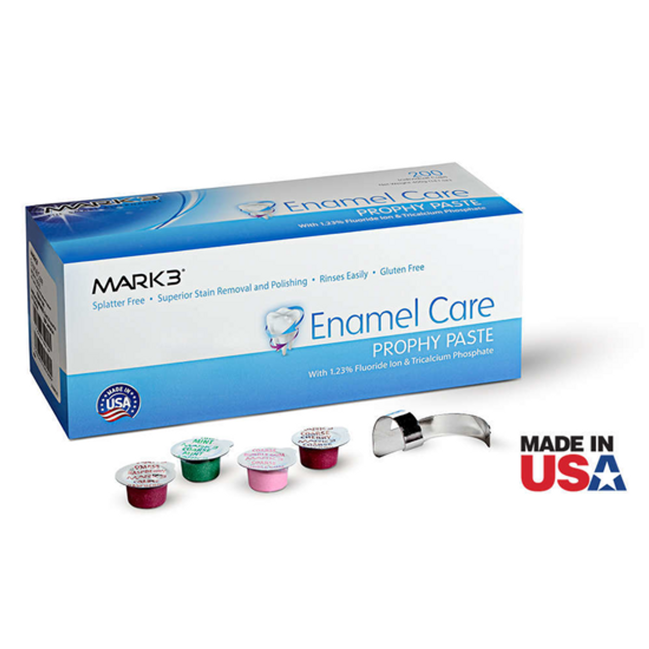 Enamel Care Soft Prophy Paste Medium Assorted w/TCP B.Gum, Cherry, Mint & Raspberry 200/bx. - MARK3