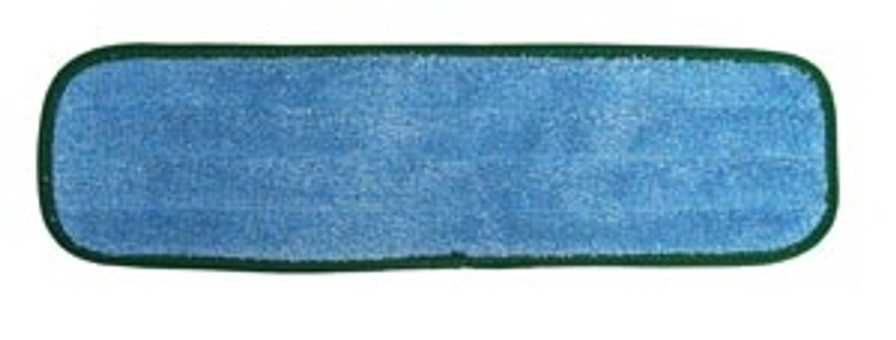 Wet Mop Pad Velcro Blue Microfiber with Green Binding 5 Inch x 18 Inch (DROP SHIP ONLY from Golden Star Inc. - $100 minimum order for prepaid freight outside the continental U.S. $50 dollar minimum order inside the continental U.S.)