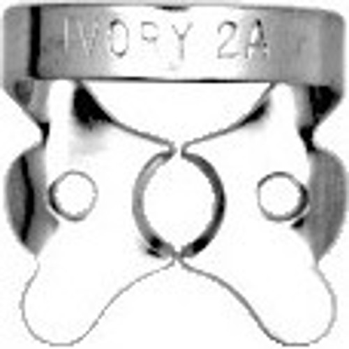 Ivory Rubber Dam Clamps, Wingless W2A, Large Neck Bicuspid