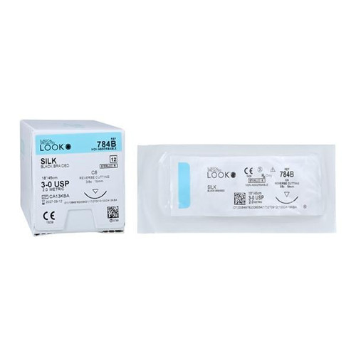 Suture 3-0 18" Silk Braid C-6 Black 12Bx Suture 3-0 18" Silk Braid C-6 Black 12Bx
