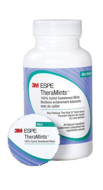 3M ORAL CARE THERAMINTS 100% XYLITOL DIETARY CARBOHYDRATE LOZENGES, 12119M