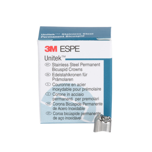 3M Unitek SS Permanent Bicuspid Crowns Lower Right Second Bicuspid Size 0 5Bx 3M Unitek SS Permanent Bicuspid Crowns Lower Right Second Bicuspid Size 0 5Bx