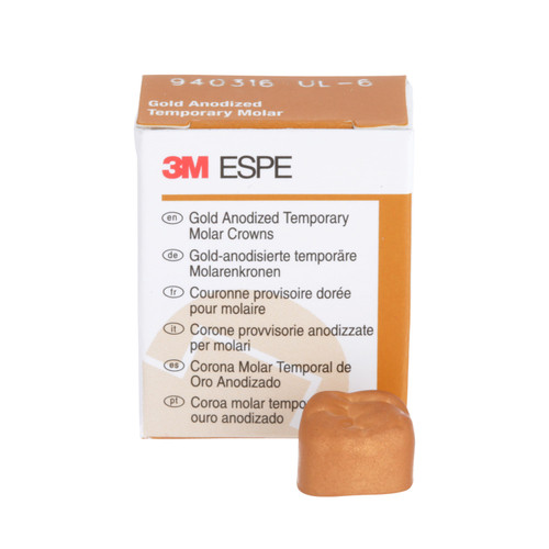 3M Gold Anodized Temporary Molar Crowns Upper Left First Molar Size 6 5Bx 3M Gold Anodized Temporary Molar Crowns Upper Left First Molar Size 6 5Bx