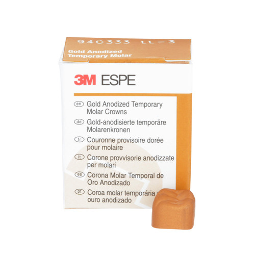 3M Gold Anodized Temporary Molar Crowns Lower Left First Molar Size 3 5Bx 3M Gold Anodized Temporary Molar Crowns Lower Left First Molar Size 3 5Bx