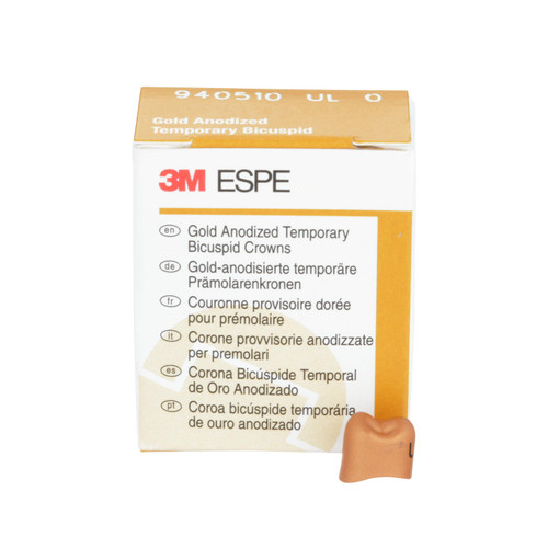3M Gold Anodized Temporary Bicuspid Crowns Upper Left First Bicuspid Size 0 5Bx 3M Gold Anodized Temporary Bicuspid Crowns Upper Left First Bicuspid Size 0 5Bx