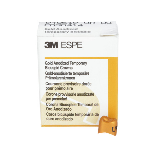 3M Gold Anodized Temporary Bicuspid Crowns, Upper Right First Bicuspid Size 00 5Bx 3M Gold Anodized Temporary Bicuspid Crowns, Upper Right First Bicuspid Size 00 5Bx