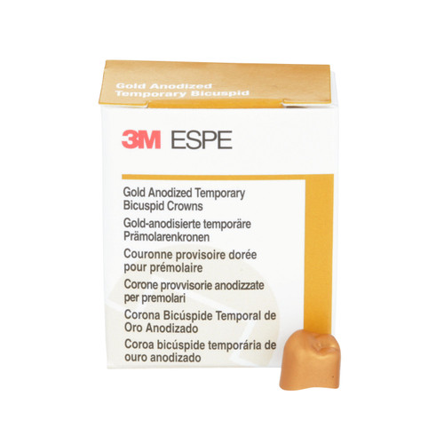 3M Gold Anodized Temporary Bicuspid Crowns Lower Right Second Bicuspid Size 1 5Bx 3M Gold Anodized Temporary Bicuspid Crowns Lower Right Second Bicuspid Size 1 5Bx