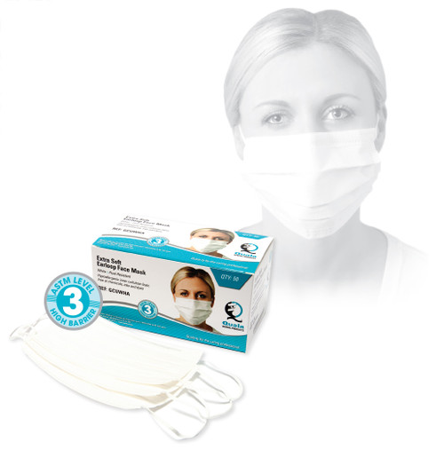 Quala Extra Soft Earloop Face Masks White Level 3 50Bx Quala Extra Soft Earloop Face Masks White Level 3 50Bx