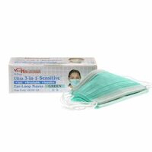 Valumax - Ultra 3-In-1 Earloop Face Mask Fluid Resistant Green Valumax - Ultra 3-In-1 Earloop Face Mask Fluid Resistant Green