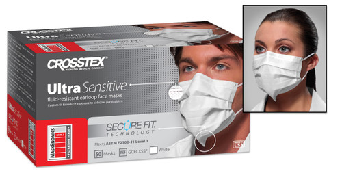 Ultra Sensitive Earloop Mask w/Secure Fit Level 3 White 50Bx Ultra Sensitive Earloop Mask w/Secure Fit Level 3 White 50Bx
