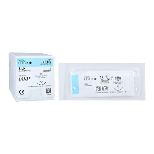 Suture 4-0 18" Silk Braid C-6 Black 12Bx