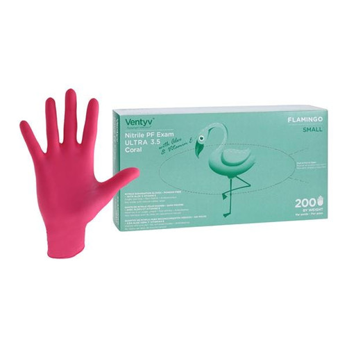 Ventyv Nitrile PF Ultra 3.5 Coral (Flamingo) Exam Glove (S) 200Bx