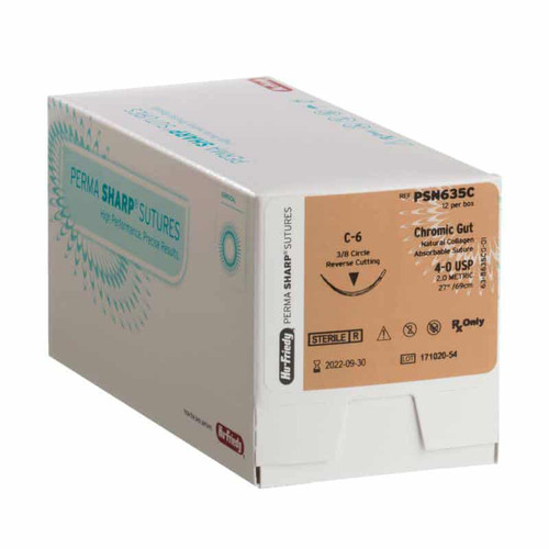 Perma Sharp Suture Chromic Gut C-1 6-0 12/Bx