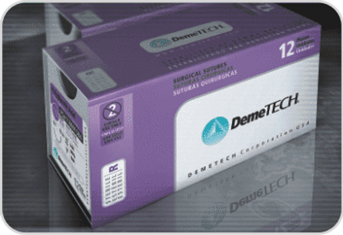 DemeTECH Polyglycolic Acid Coated Sutures, 5/0, 30", 3/8 Circle, 19mm, DemeTECH, DT-421-1