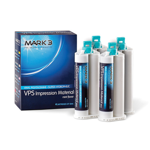 VPS Impression Material Heavy Fast Set 50ml. Cartridges 100/cs. - MARK3* VPS Impression Material Heavy Fast Set 50ml. Cartridges 100/cs. - MARK3*