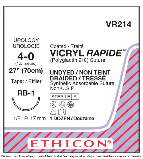 ETHICON VICRYL RAPIDE (POLYGLACTIN 910) SUTURES, VR214