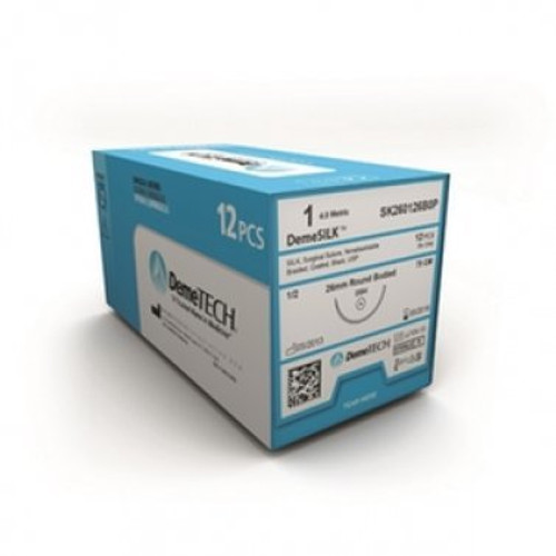 Silk 4-0 3/8 18" 19mm (C6) Reverse Cutting Black Sutures 12/bx. - DemeTech